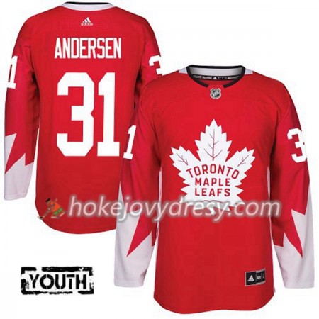 Dětské Hokejový Dres Toronto Maple Leafs Frederik Andersen 31 Červená 2017-2018 Adidas Alternate Authentic